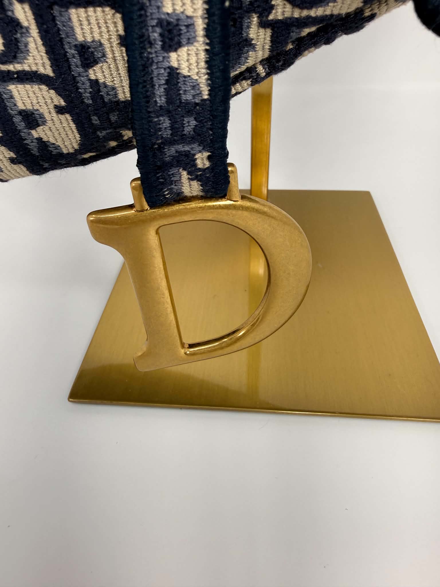 Christian Dior Oblique Embroidered Saddle Bag Navy