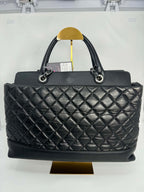 Chanel Aged Calfskin Quilted Be CC Tote Black