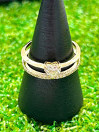 Diamond Heart Double Band Ring in 18K Yellow Gold