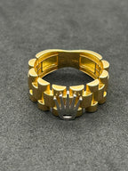 Bold Crown Ring- Two Tone 18k Yellow Gold Size 8