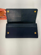 Prada Tessuto Saffiano Triangle Logo Continental Flap Travel Wallet Black