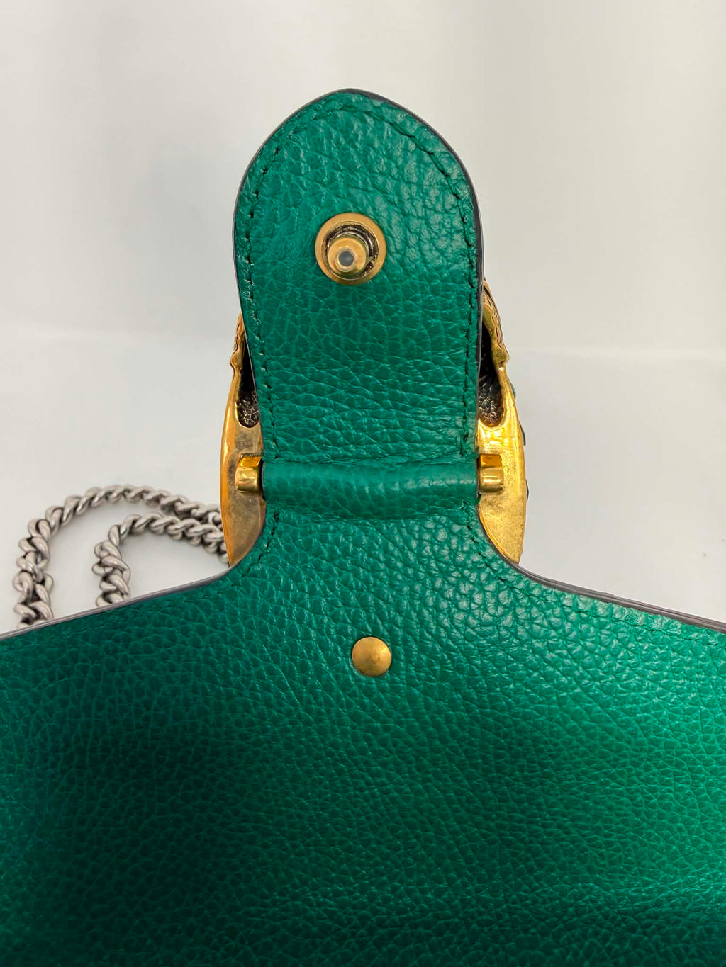 Gucci Dollar Calfskin Crystal Small Dionysus Shoulder Bag Emerald