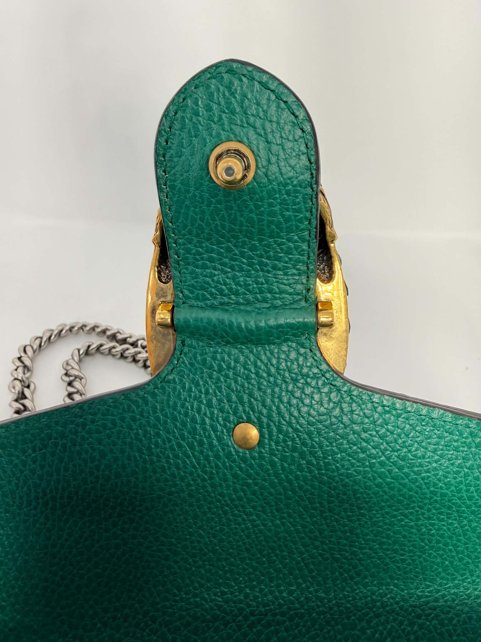 Gucci Dollar Calfskin Crystal Small Dionysus Shoulder Bag Emerald