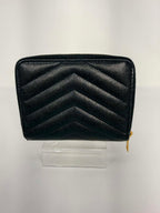 Saint Laurent Grain De Poudre Matelasse Chevron Monogram Compact Zip Around Wallet