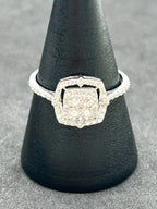 Square Cluster Diamond and 18K White Gold
