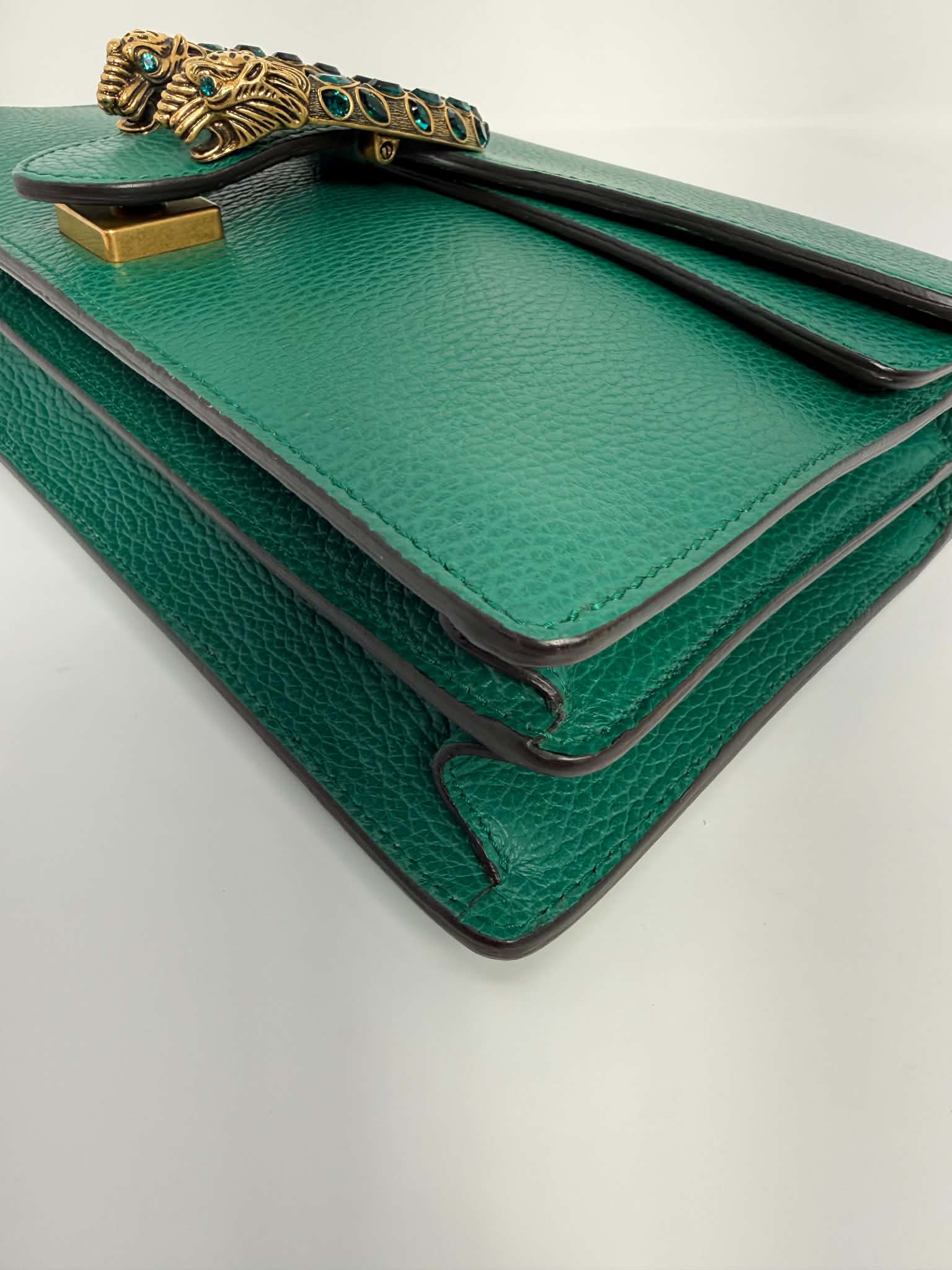Gucci Dollar Calfskin Crystal Small Dionysus Shoulder Bag Emerald