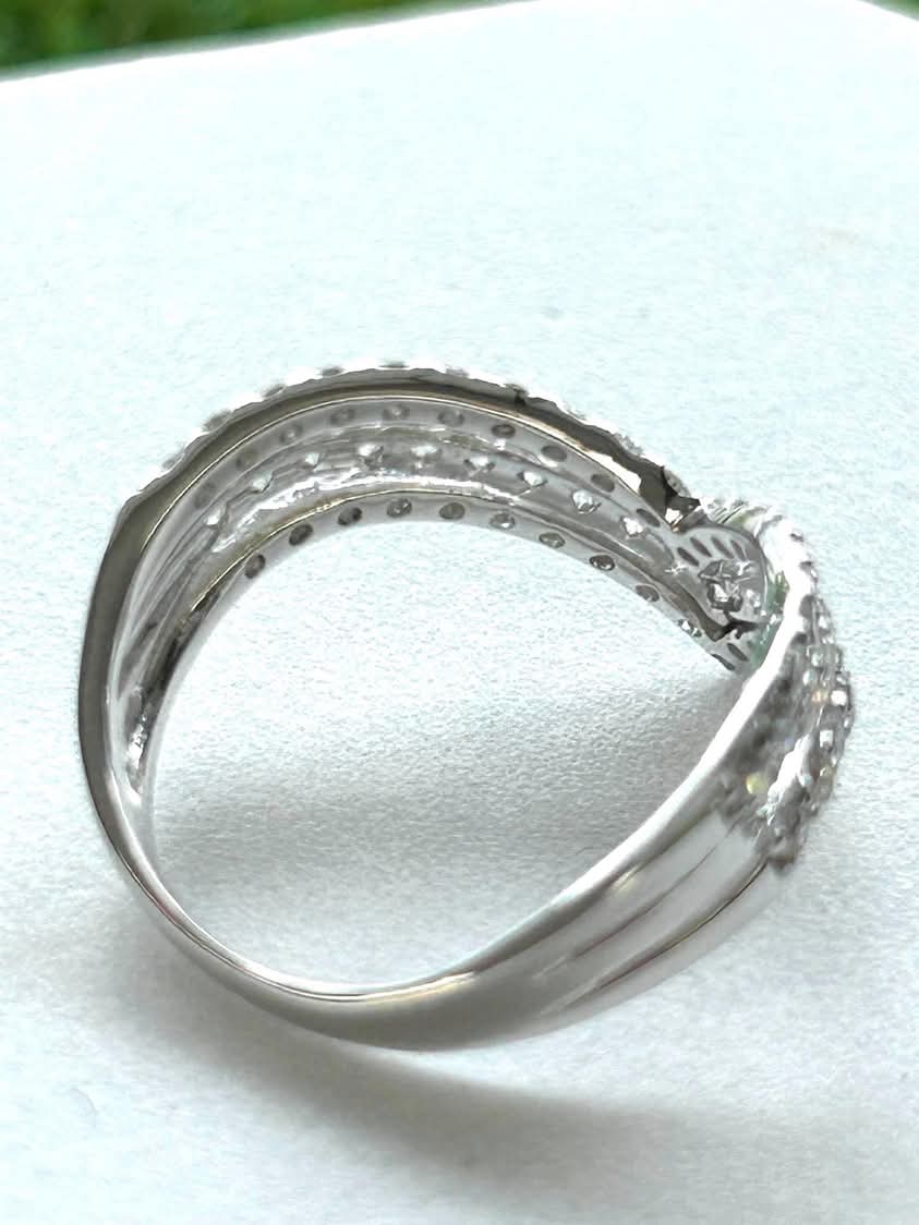 Triple V Diamond and 18K White Gold Ring