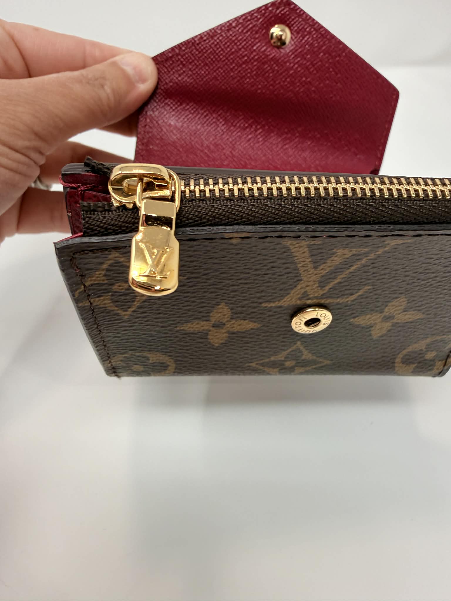 Louis Vuitton Monogram & Burgandy Zoe Wallet