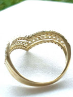 Triple V Diamond and 18K Yellow Gold Ring