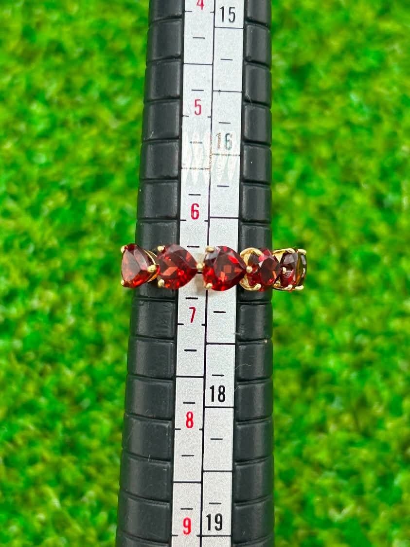 Red Garnet Ring Size 6.5 18K Yellow Gold
