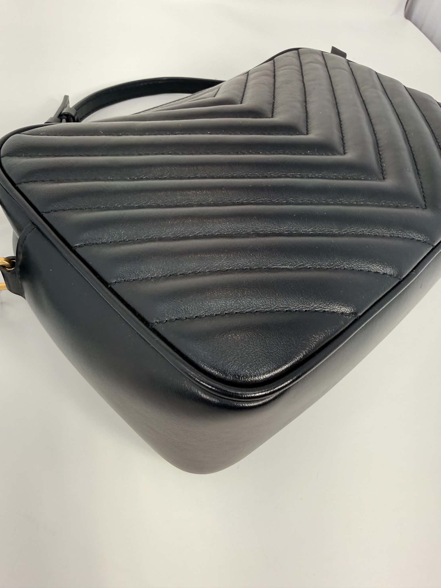 Saint Laurent Calfskin Matelasse Monogram Lou Camera Bag Black