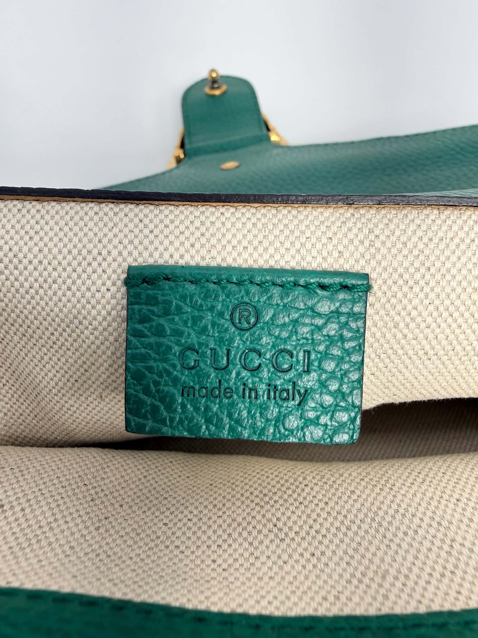 Gucci Dollar Calfskin Crystal Small Dionysus Shoulder Bag Emerald