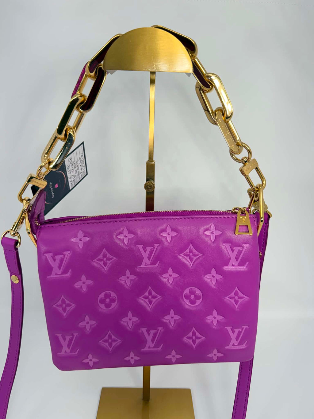 Louis Vuitton Lambskin Embossed Monogram Coussin BB Orchid