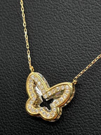 Butterfly Diamond and 18K Yellow Gold Necklace