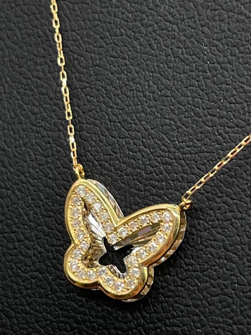 Butterfly Diamond and 18K Yellow Gold Necklace