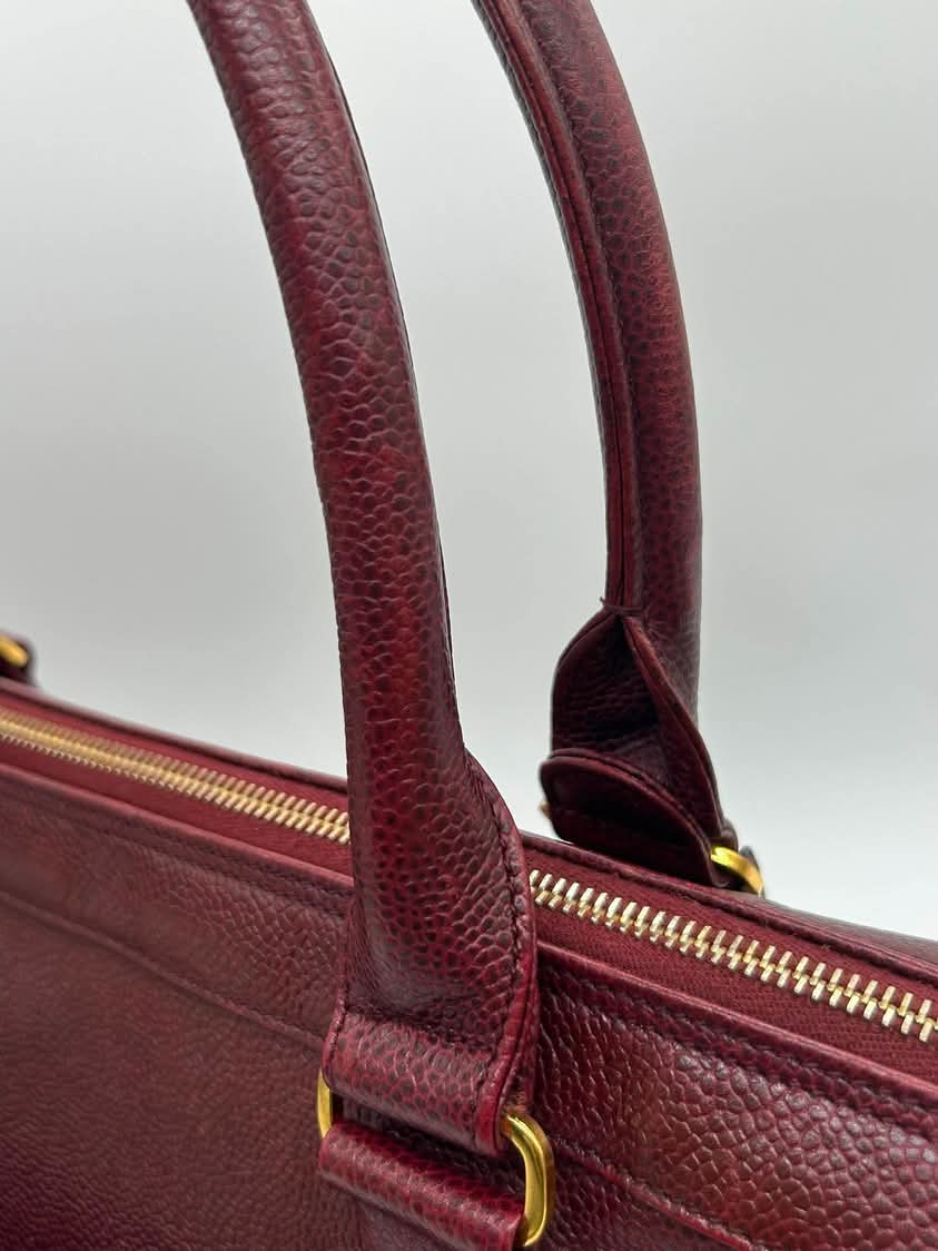 Chanel Vintage CC Pocket Tote Caviar Bordeaux
