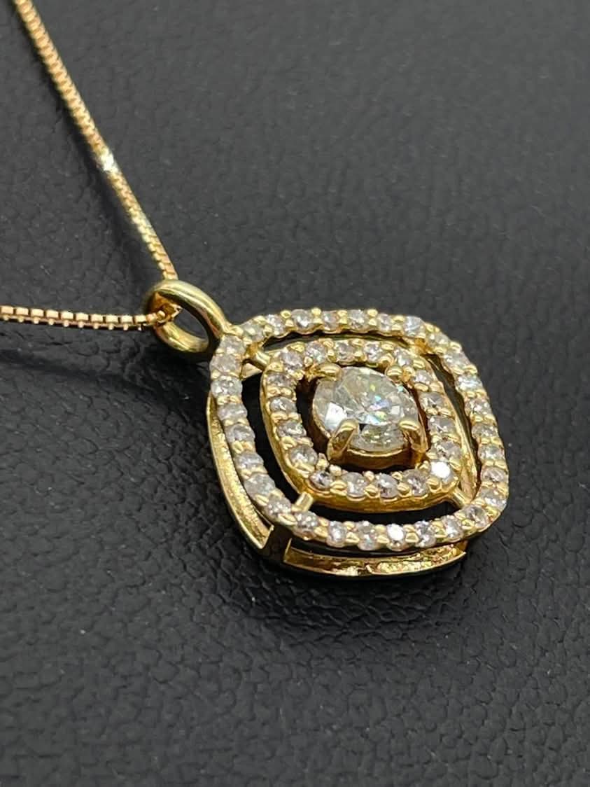 Diamond-Diamond Pendent 18k Yellow Gold