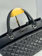 Chanel Aged Calfskin Quilted Be CC Tote Black