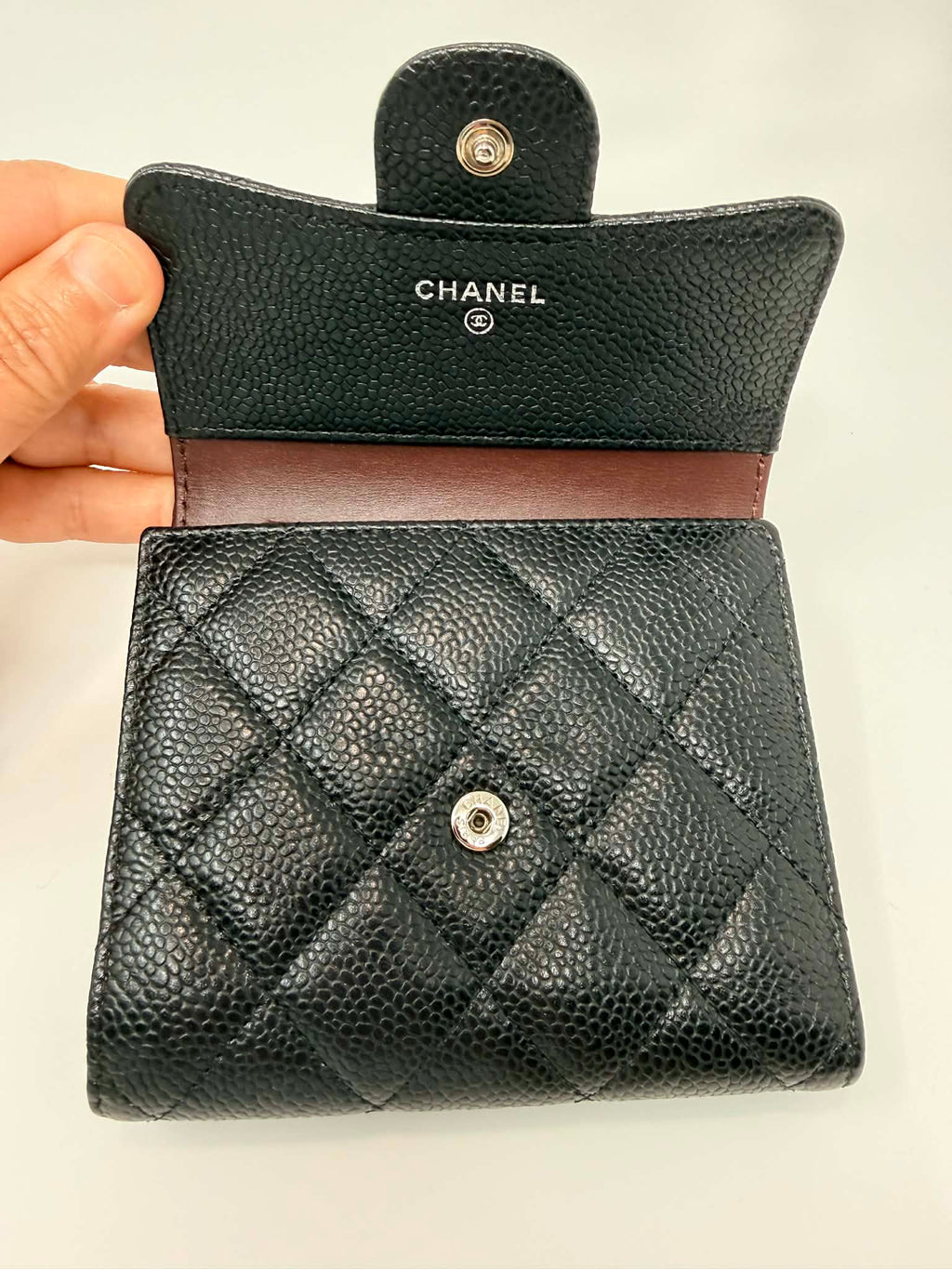 Chanel Caviar Quilted Compact Flap Wallet Black