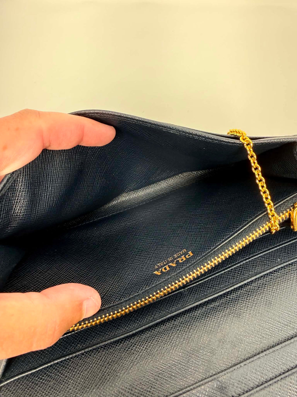 Prada Tessuto Saffiano Triangle Logo Continental Flap Travel Wallet Black