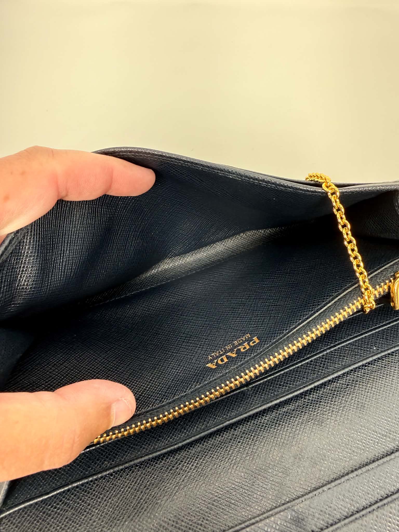 Prada Tessuto Saffiano Triangle Logo Continental Flap Travel Wallet Black