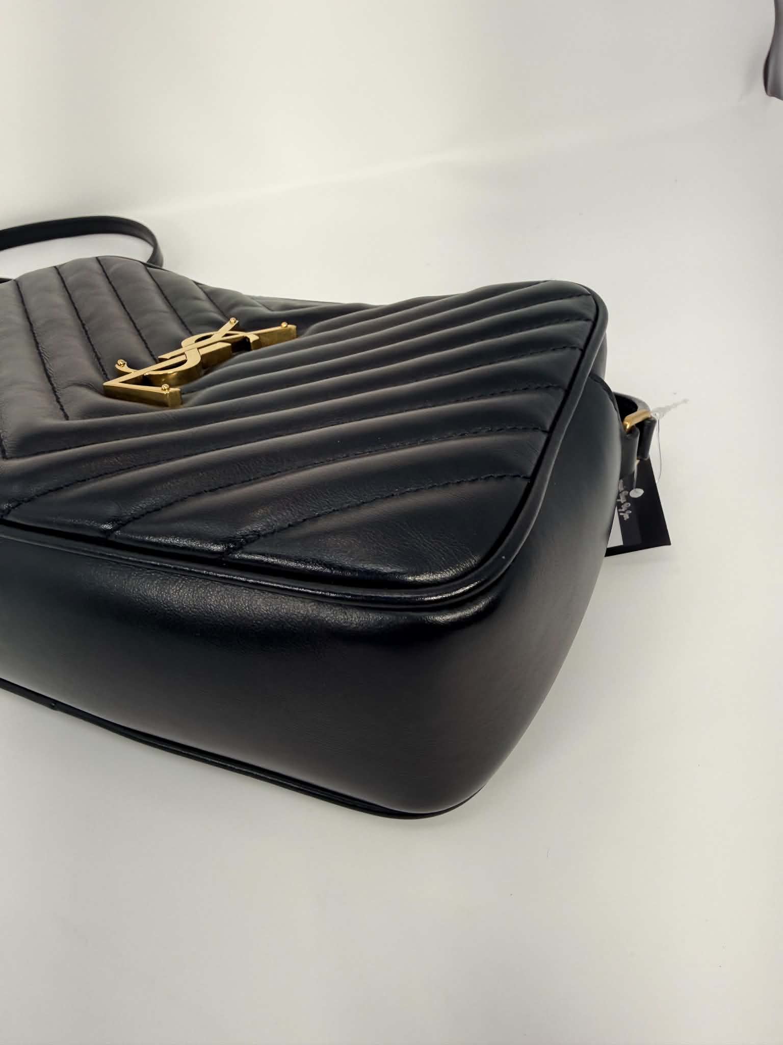 Saint Laurent Calfskin Matelasse Monogram Lou Camera Bag Black