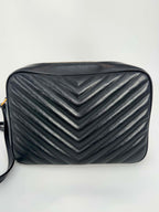 Saint Laurent Calfskin Matelasse Monogram Lou Camera Bag Black