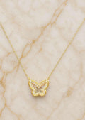 Butterfly Diamond and 18K Yellow Gold Necklace