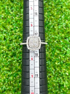 Square Cluster Diamond and 18K White Gold