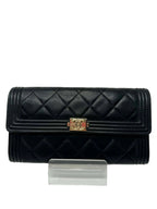 Chanel Boy Flap Long Wallet in Smooth Lambskin