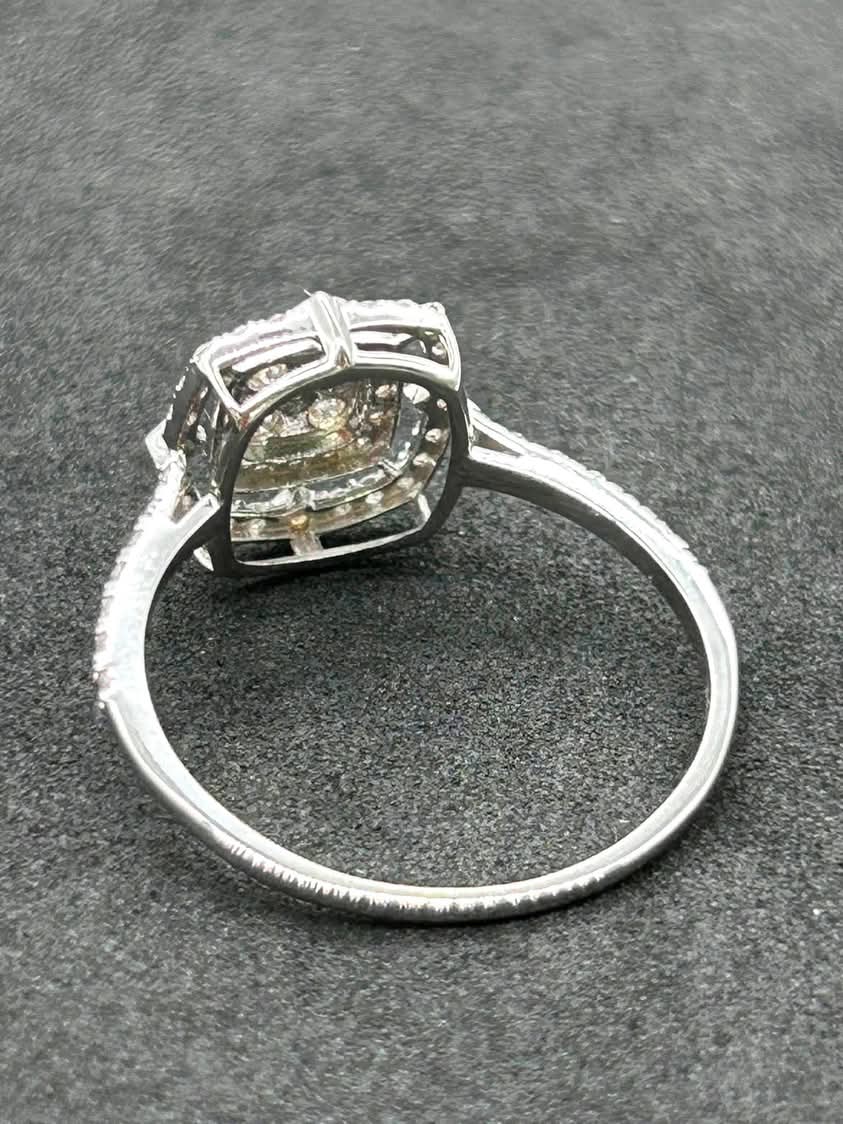 Square Cluster Diamond and 18K White Gold