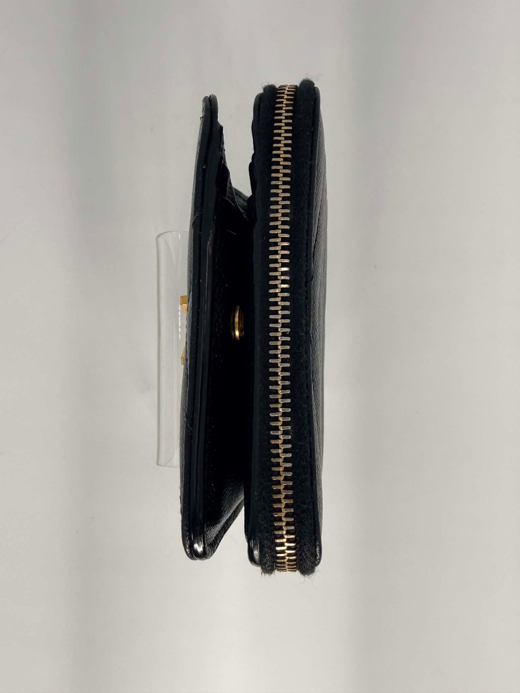 Saint Laurent Grain De Poudre Matelasse Chevron Monogram Compact Zip Around Wallet