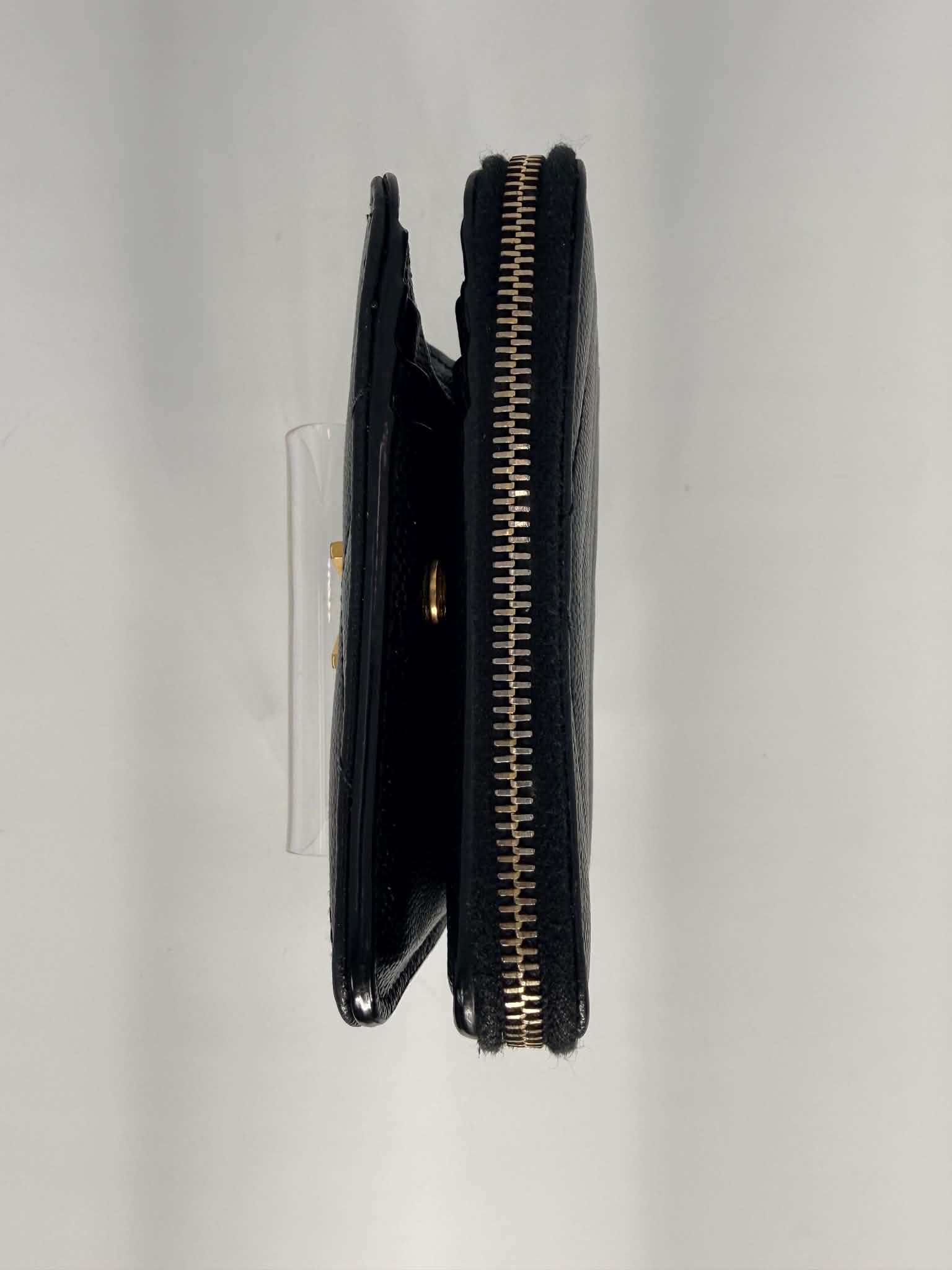 Saint Laurent Grain De Poudre Matelasse Chevron Monogram Compact Zip Around Wallet