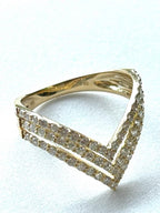 Triple V Diamond and 18K Yellow Gold Ring