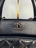 Chanel Aged Calfskin Quilted Be CC Tote Black