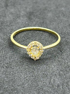 Tear Drop Diamond Ring in 18K Yellow Gold