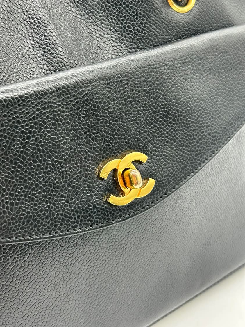 Chanel Caviar Flap Shoulder Bag Black