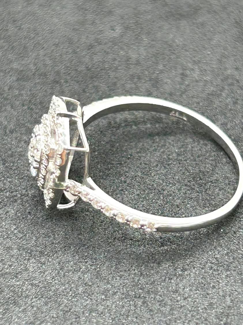 Square Cluster Diamond and 18K White Gold