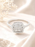 Square Cluster Diamond and 18K White Gold