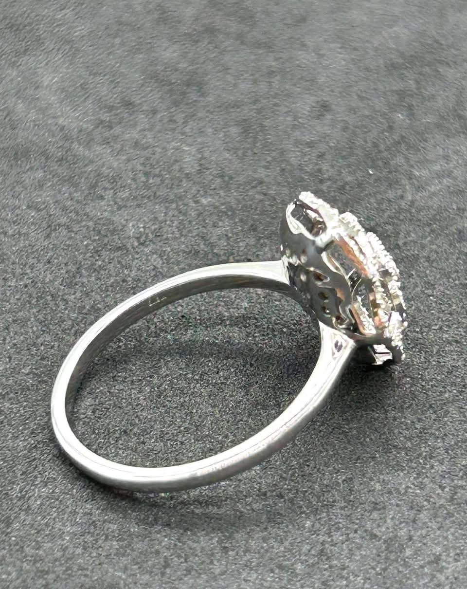 Square Cluster Diamond and 18K White Gold