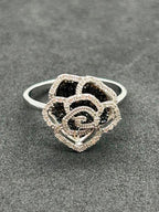 White Gold Rose Ring 18K Size 7
