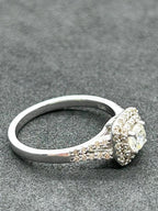 Diamond Halo Ring in 18K White Gold