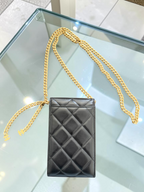 Chanel Quilted Lacquered Chain Phone Holder in Lambskin