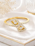 Bypass Diamond and 18K Yellow Gold Ring