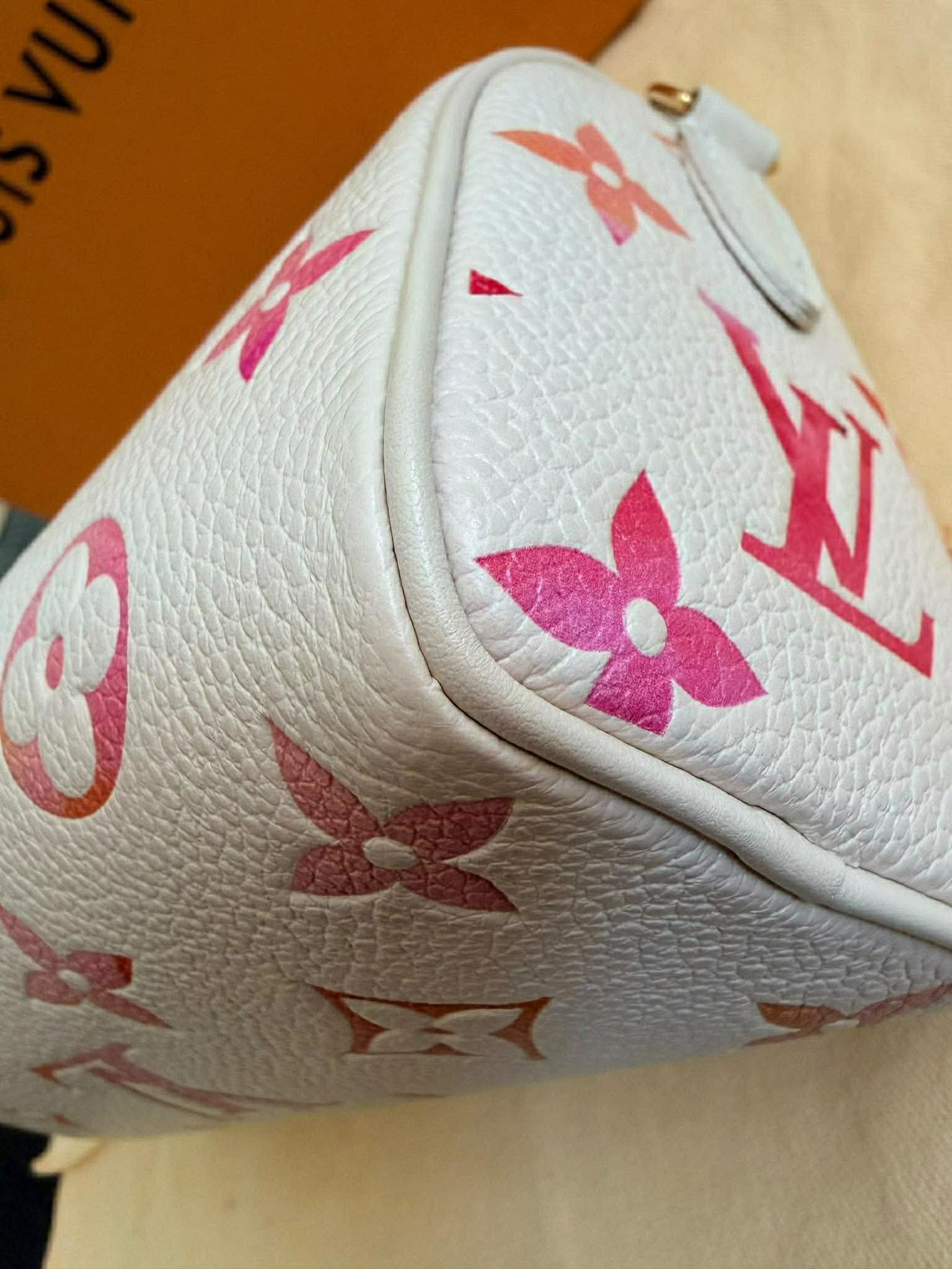 Louis Vuitton Nano Speedy Sunrise Aquarelle Limited Edition Ivory w/pink logo