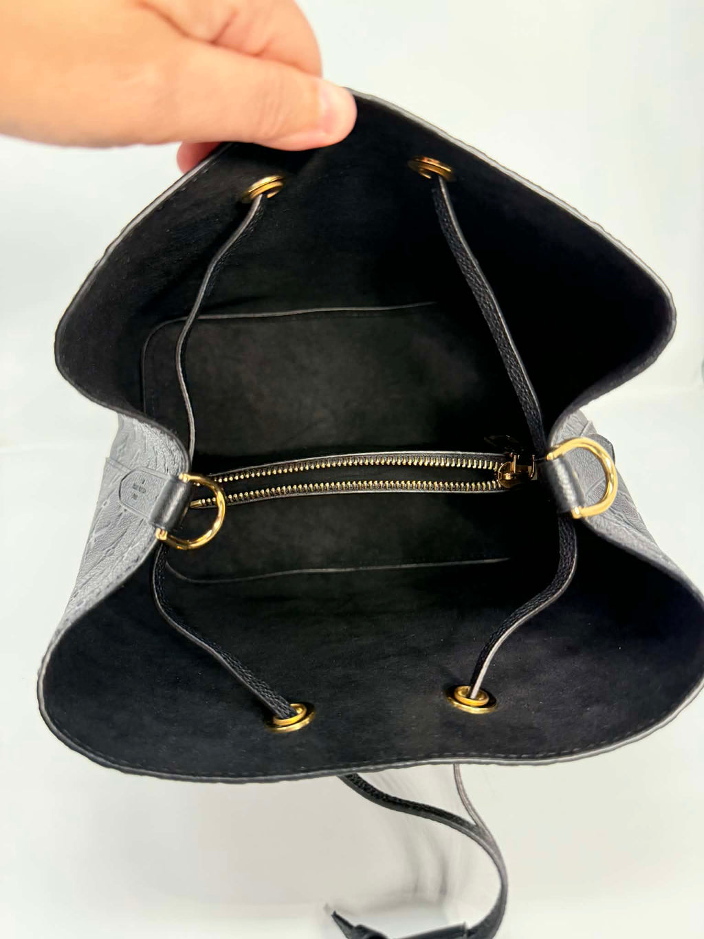 Louis Vuitton Neo Noe Black Empreinte Leather with Two Straps