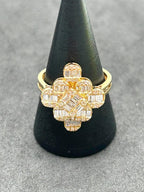 Baguette Cut Cluster Diamond and 18k Yellow Gold Ring