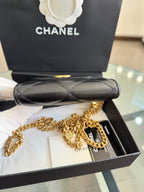 Chanel Quilted Lacquered Chain Phone Holder in Lambskin