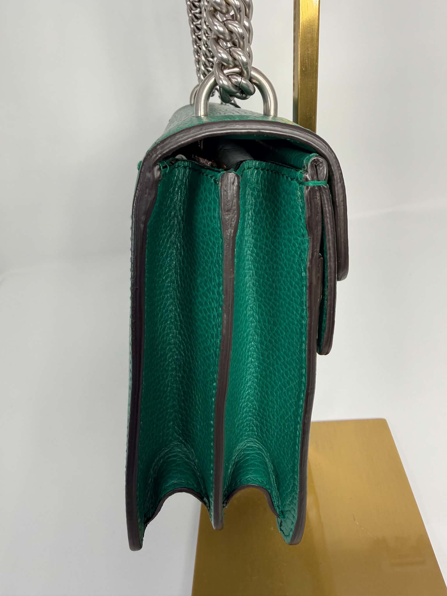 Gucci Dollar Calfskin Crystal Small Dionysus Shoulder Bag Emerald