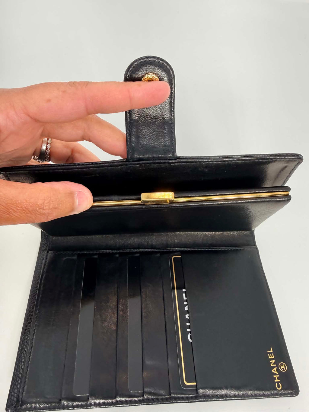 Chanel Caviar Timeless CC French Wallet Black